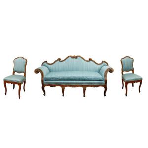 Lombardy, 18th Century, Sofa And Two Chairs