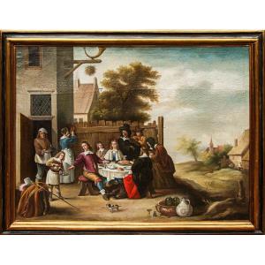 XVIIIe Siècle, école Flamande, Scène De Banquet