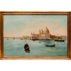 XIXe Siècle, Vue De Venise Avec Punta Della Dogana
