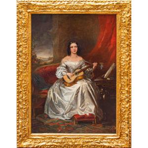 Thomas Alfred Woolnoth (united Kingdom, 1785-1857), Girl Playing The Guitar