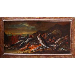 17th Century, Follower Of Giuseppe Recco (naples,1634- Alicante,1695), Still Life Of Fish