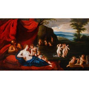 Cercle de Francesco Albani (Bologne, 1578 - 1660), Le repos de Vénus et Vulcain 
