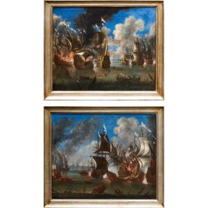 Cercle d’Abraham Storck (Amsterdam, 1644-1708), Batailles navales