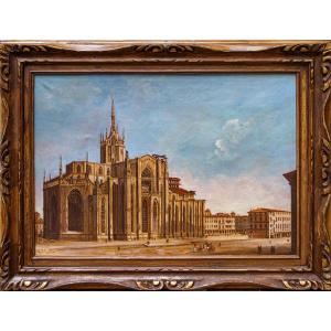 Giulio Vitali, 20th Century,  View Of The Milan Cathedral