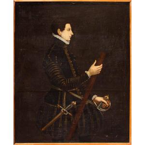 17th Century, Lombard School, Portrait Of Swordsman Profile