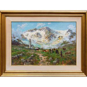 Leonardo Roda (Racconigi, 1878 - Turin, 1933), Paysage de montagne