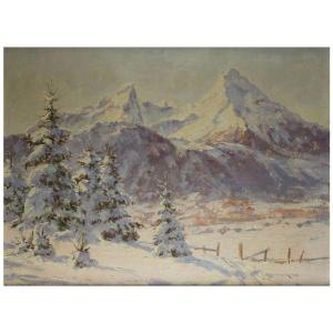 Fritz Osswald (zurich, 1878 – Starnberg, 1966), View Of Mount Watzmann