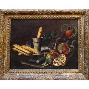 Roman School, 17th Century, Still Life With Pomegranates