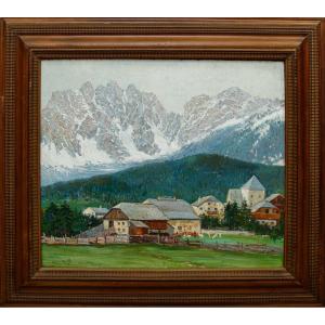 Amedeo Merello (Gênes, 1890 - Fumeri, 1979), Premières neiges sur les Dolomites de San Candido