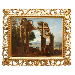 17th-century Roman School, Capriccio With Ancient Ruins