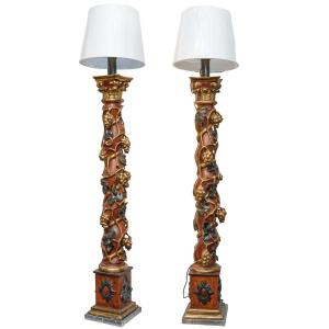 17th Century, Twisted Columns With Grapes And Leaves