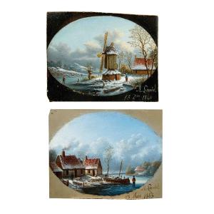 Alexandre-Albert Lenoir (1801, Paris - 1891, Paris), Paysages d’hiver