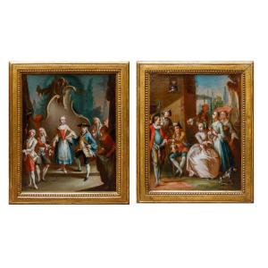 Antonio Zucchi (venice, 1726 - 1795), Pair Of Gallant Scenes