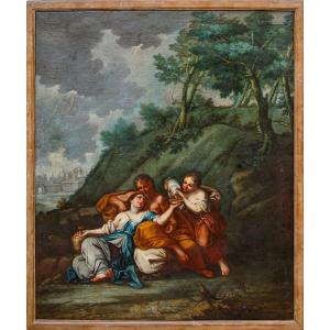Cercle de Marcantonio Franceschini (Bologne, 1648 - 1729), Loth et ses filles