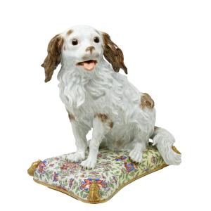 Meissen Porcelain, Second Half Of The 18th Century, Bolognese Puppy On A Cushion