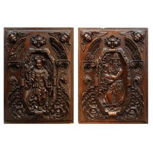 Flanders, 17th Century, Door Panels Depicting Allegories Of Summer And Winter