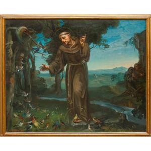 Mattia Traverso (genoa, 1885–1956), St. Francis Preaching To The Birds