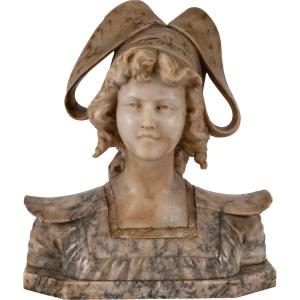 Cesare Lapini (florence, 1848–1893), Bust Of A Young Breton