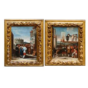 XVIIIe siècle, École piémontaise, La Comédie de l’Art sur scène - Le Cantatrice