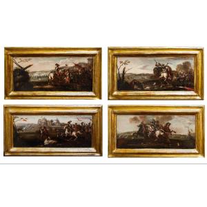Atelier de Francesco Graziani, dit Ciccio Napoletano, Quatre scènes de bataille