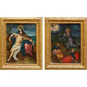 Flemish Painter Active In Italy In The 17th Century, *pietà* And *prayer In The Garden*