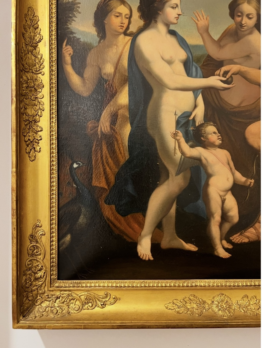 Tableau Ancien-peinture Mythologique-grèce-le Jugement De Pâris-Ecole Française Du XIXe Siècle-photo-3
