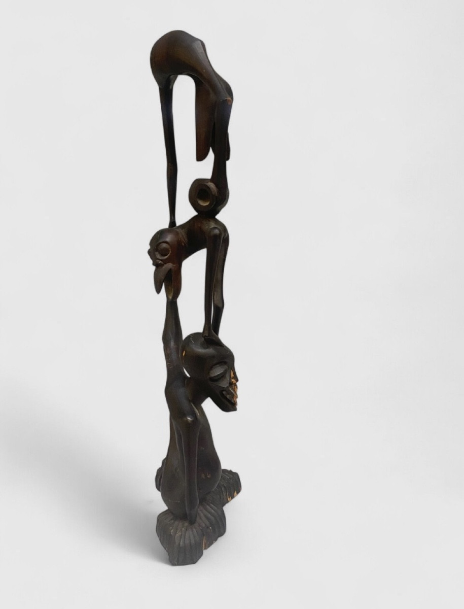 Sculpture moderniste anthropomorphe en bois 1950 MASSAI Kenya -photo-2