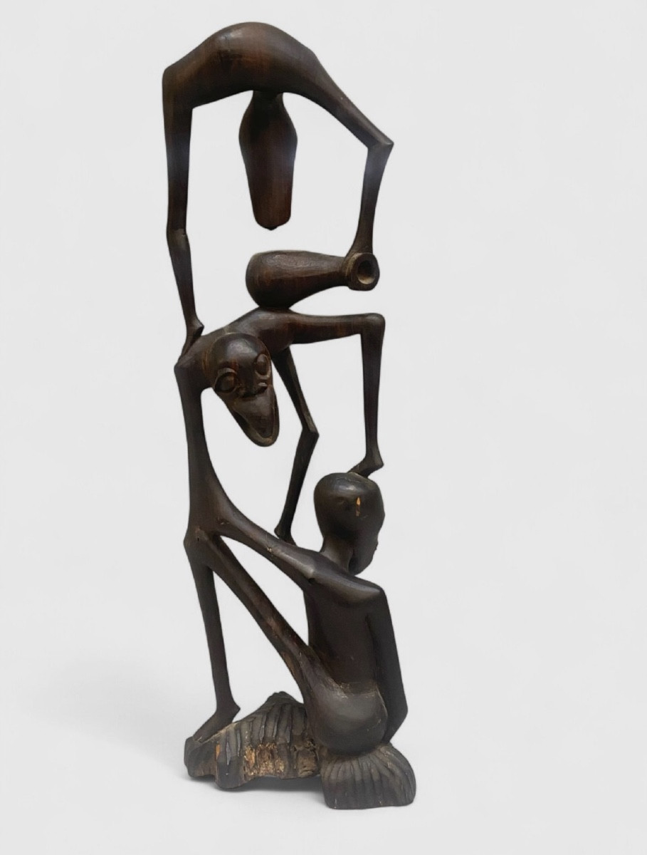 Sculpture moderniste anthropomorphe en bois 1950 MASSAI Kenya -photo-3