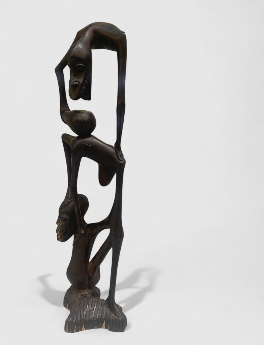 Sculpture moderniste anthropomorphe en bois 1950 MASSAI Kenya -photo-4