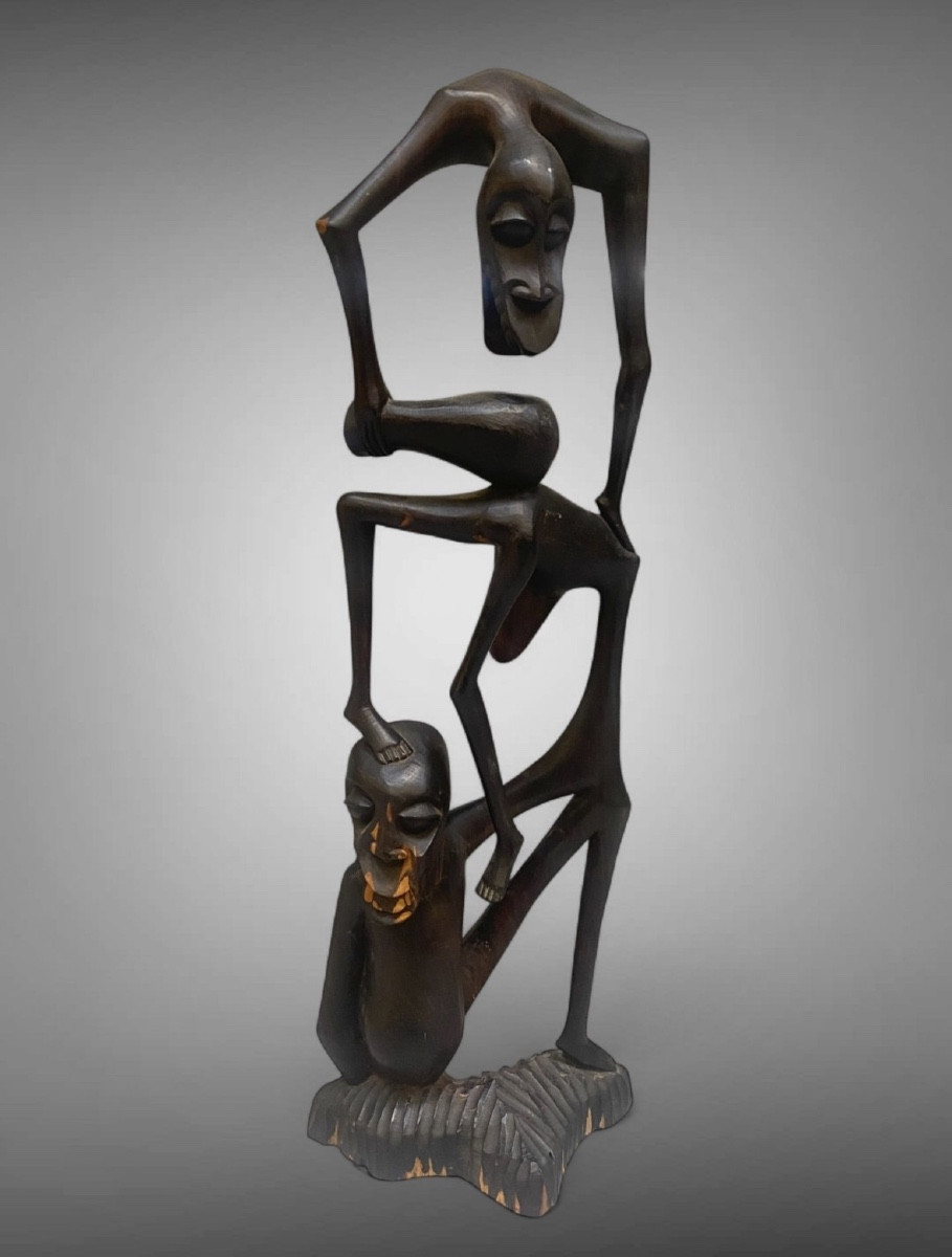 Sculpture moderniste anthropomorphe en bois 1950 MASSAI Kenya 