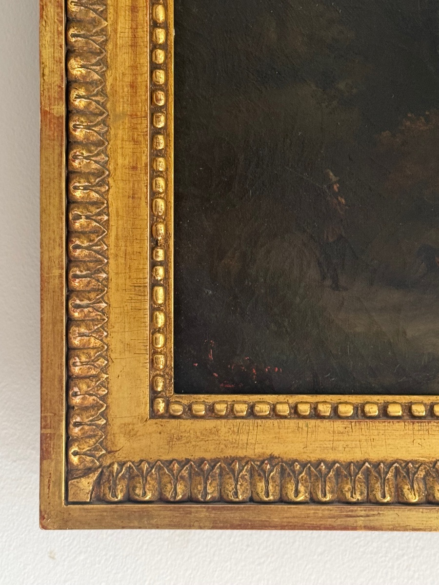 Oil On Canvas - Walkers - Landscape - French School Of The 19th Century - Louis XVI-photo-7