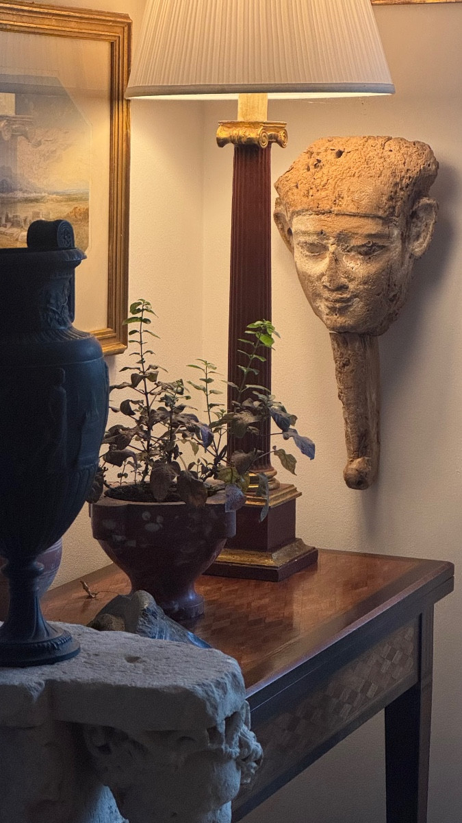 Ancient Egyptian Sarcophagus Mask Portrait Man Wearing False Beard Archaeology-photo-3