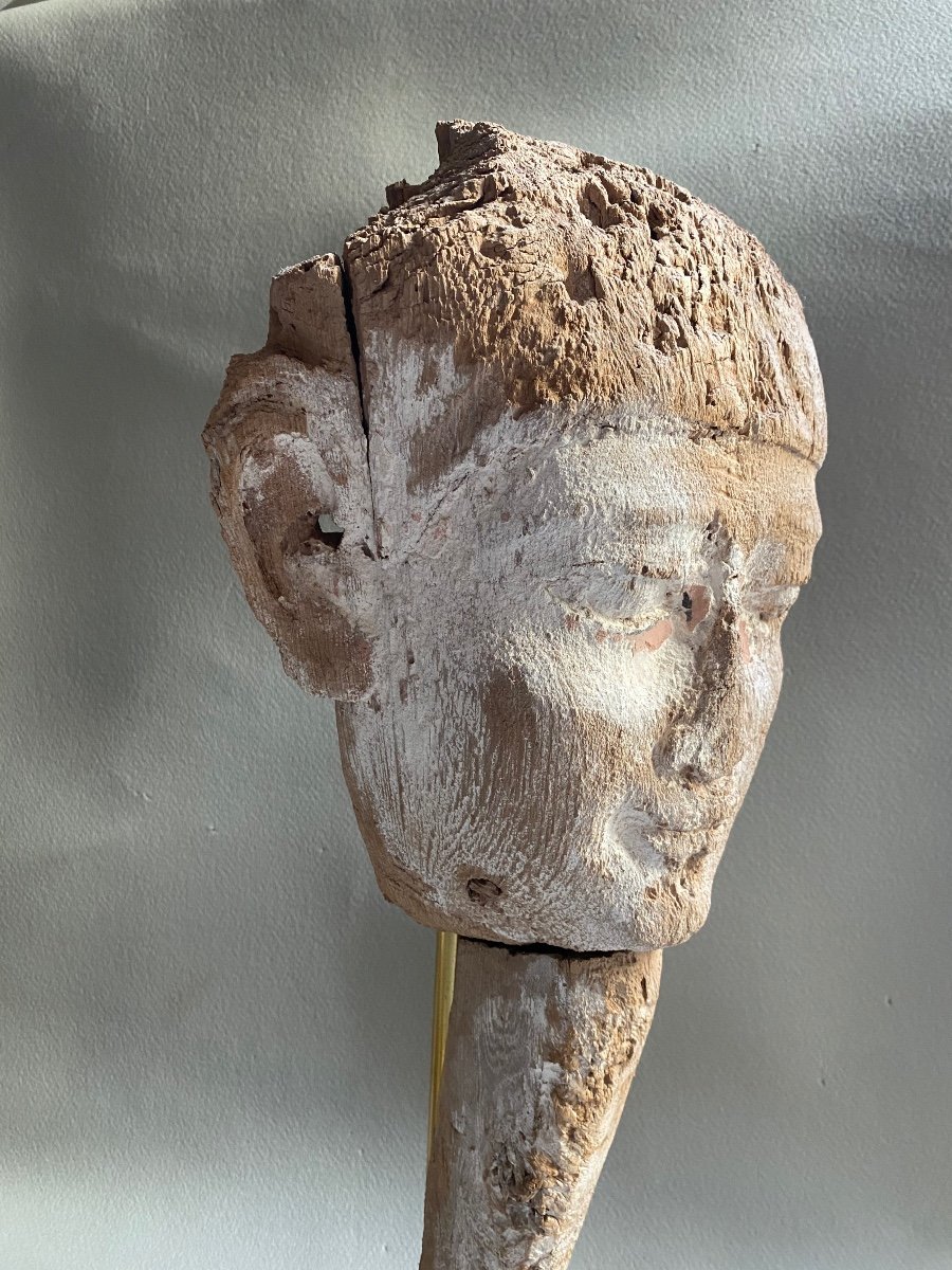 Ancient Egyptian Sarcophagus Mask Portrait Man Wearing False Beard Archaeology-photo-3