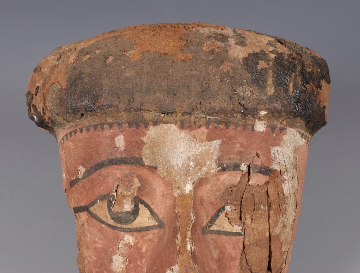 Egyptian Polychrome Wooden Funerary Mask - Archaeology - Antique-photo-2