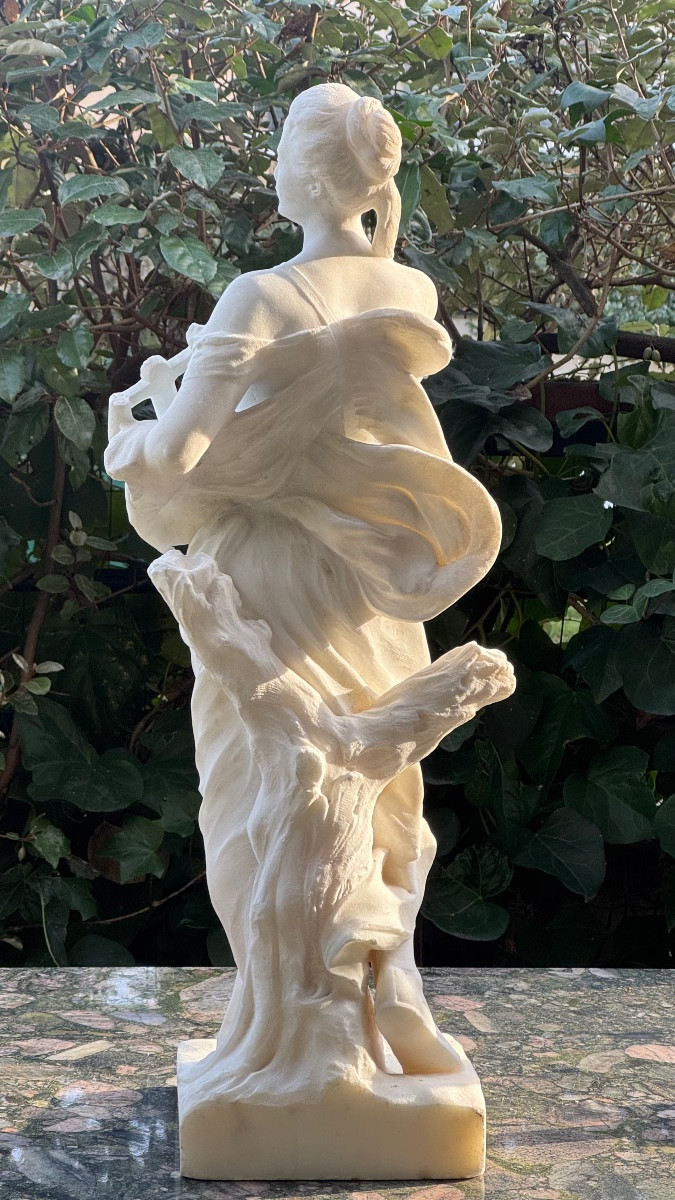 Sculpture en marbre-Allégorie de la musique-Femme-Statue-Léopold Savine-photo-2