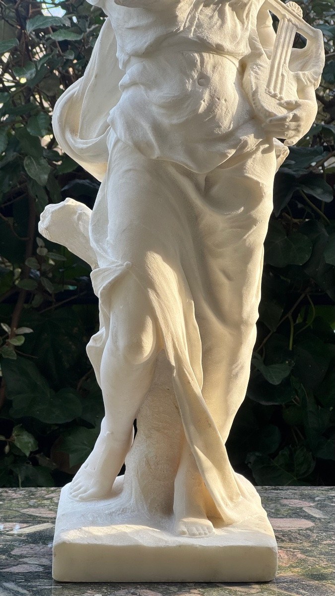 Marble Sculpture - Allegory Of Music - Woman - Statue - Léopold Savine-photo-2