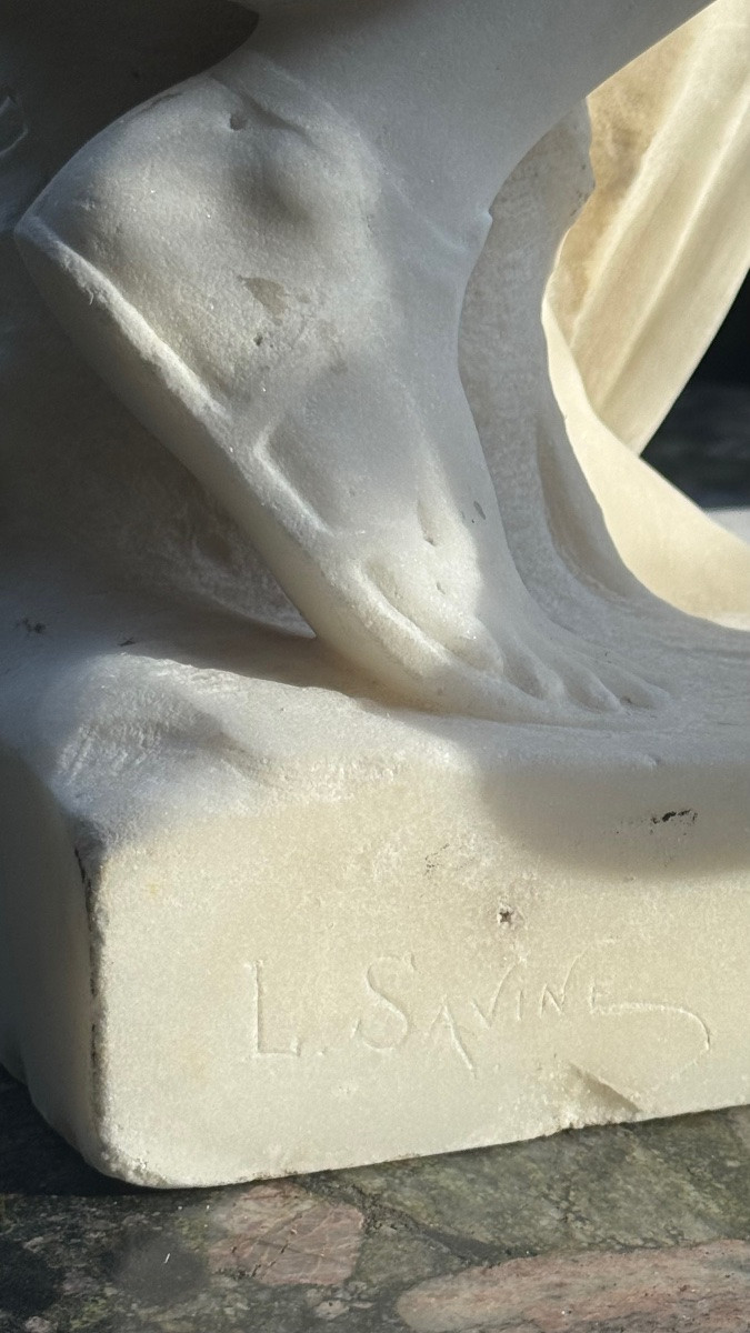 Marble Sculpture - Allegory Of Music - Woman - Statue - Léopold Savine-photo-8
