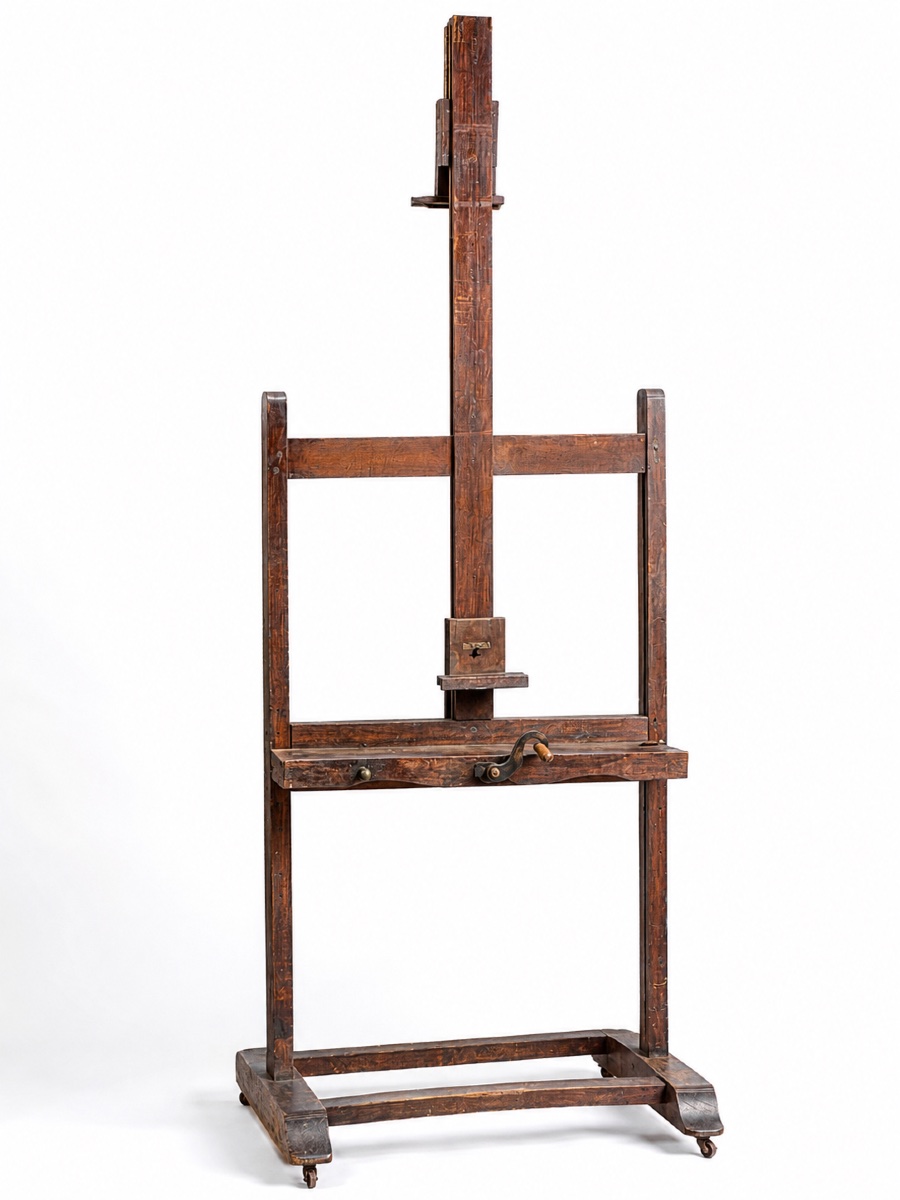 Large Double Studio Easel With Rack And Pinion Mechanism - Large Format Painter's Easel - Late 19th Century-photo-4