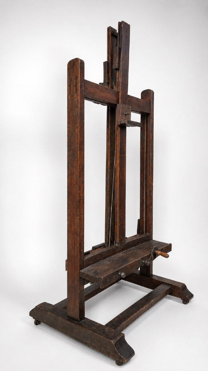 Large Double Studio Easel With Rack And Pinion Mechanism - Large Format Painter's Easel - Late 19th Century-photo-3