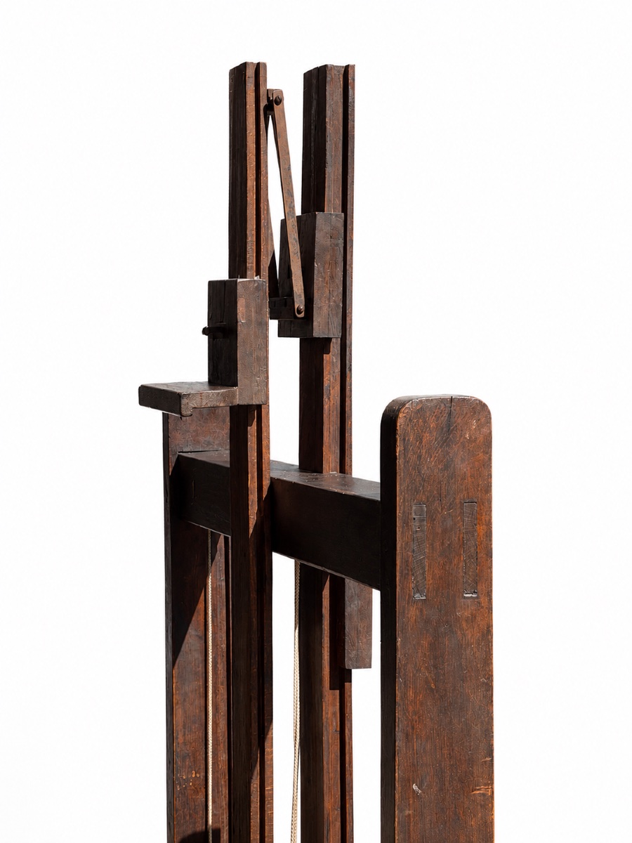 Large Double Studio Easel With Rack And Pinion Mechanism - Large Format Painter's Easel - Late 19th Century-photo-5