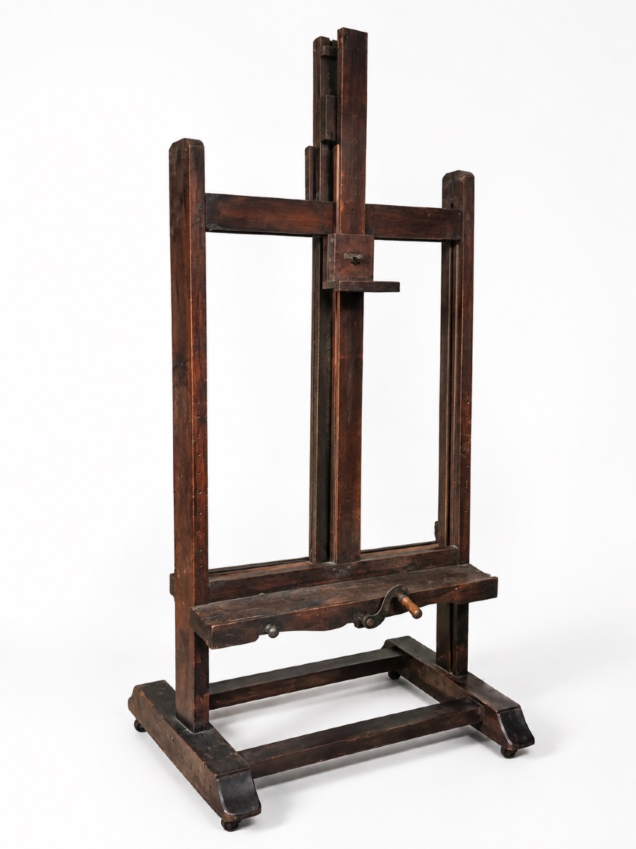 Large Double Studio Easel With Rack And Pinion Mechanism - Large Format Painter's Easel - Late 19th Century-photo-7