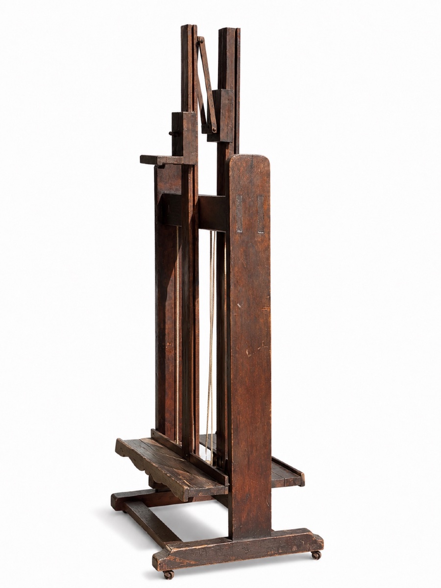 Large Double Studio Easel With Rack And Pinion Mechanism - Large Format Painter's Easel - Late 19th Century