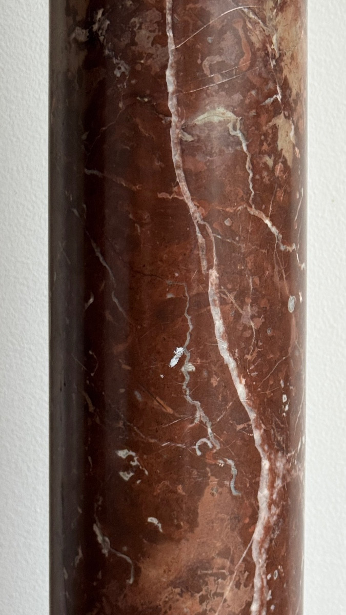 Paire de colonnes en marbre - XIXe - XXe siècle - Piédestal - Sellette - Support-photo-3