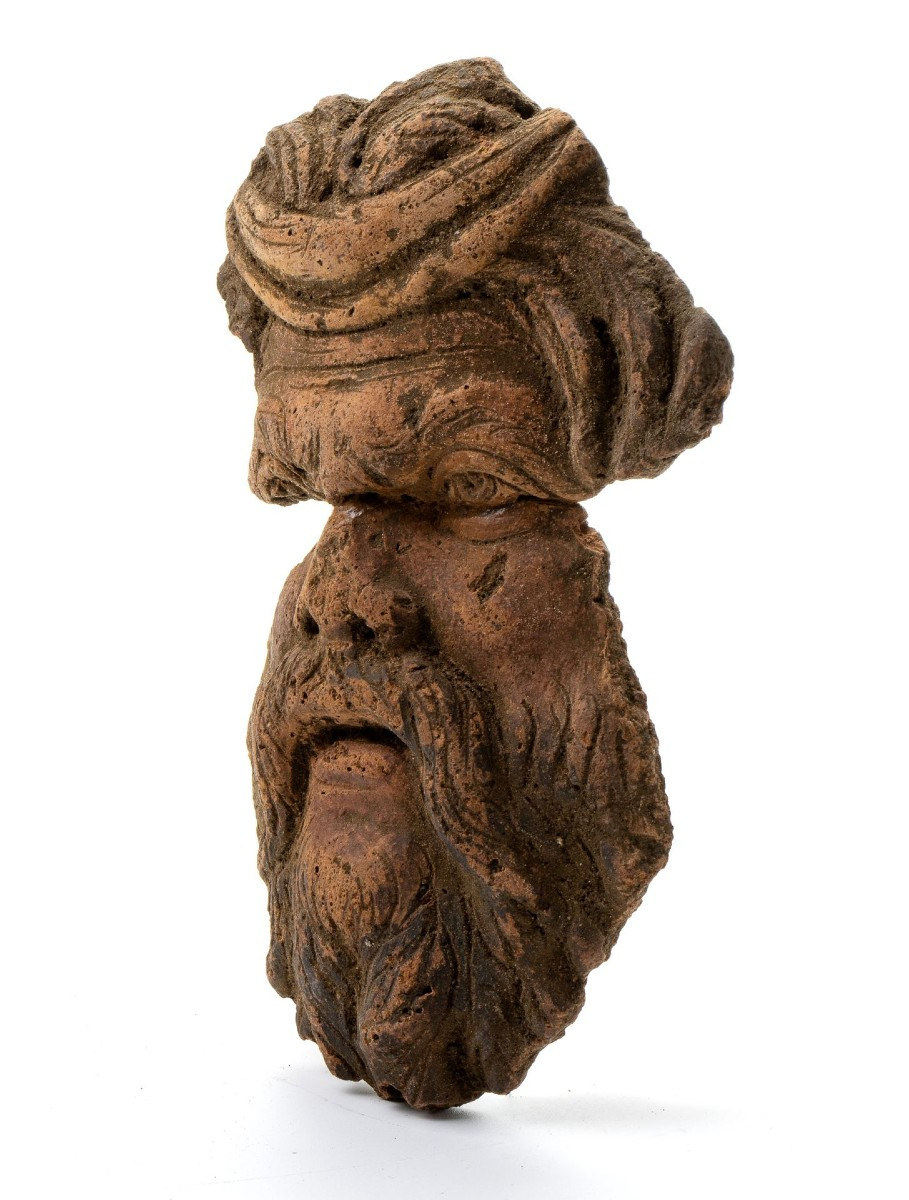 Fragment Of A Terracotta Mask Inspired By Classical Antiquity.-photo-2