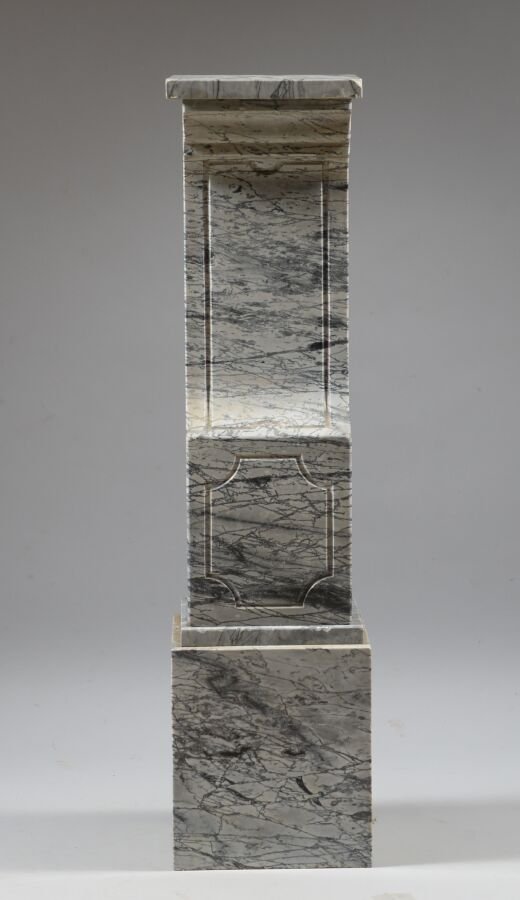Seat Made Of Veined Gray Marble, 19th Century; Shaft, Support, Column, Base, Pedestal, Base