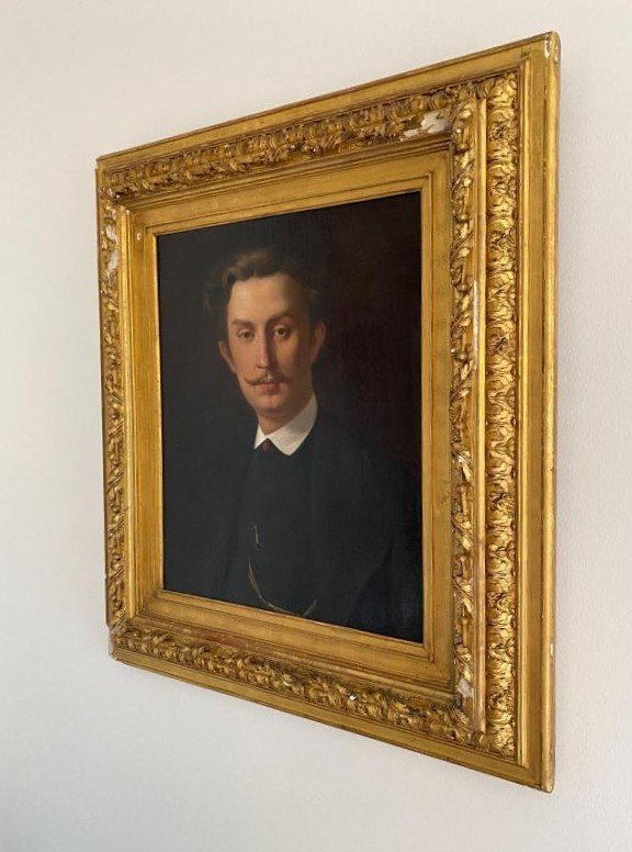 Portrait d’homme par Francisque Édouard Bertier 1868 - Huile sur toile -Ecole Française du XIXe-photo-1