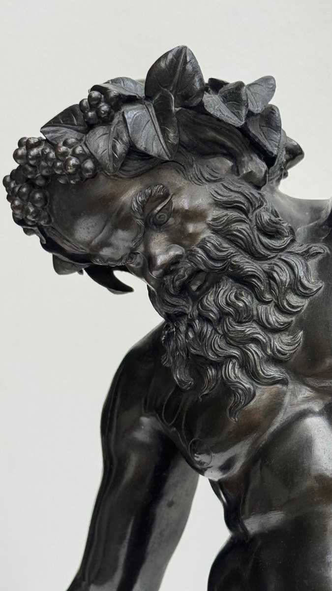 Michele Amodio–Silène « Sileno Portalampade »-Bronze-Naples-XIXe siècle-Sculture-Grand Tour-photo-4