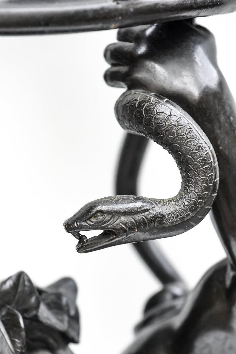Michele Amodio–Silène « Sileno Portalampade »-Bronze-Naples-XIXe siècle-Sculture-Grand Tour-photo-3