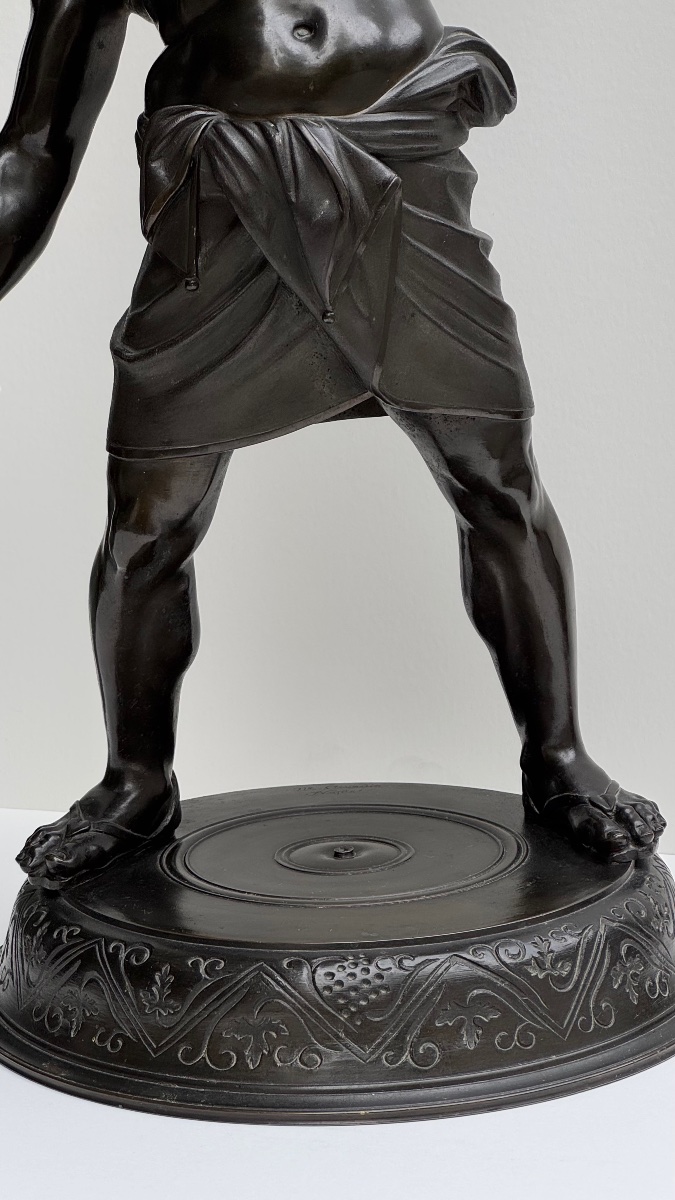 Michele Amodio–Silène « Sileno Portalampade »-Bronze-Naples-XIXe siècle-Sculture-Grand Tour-photo-5