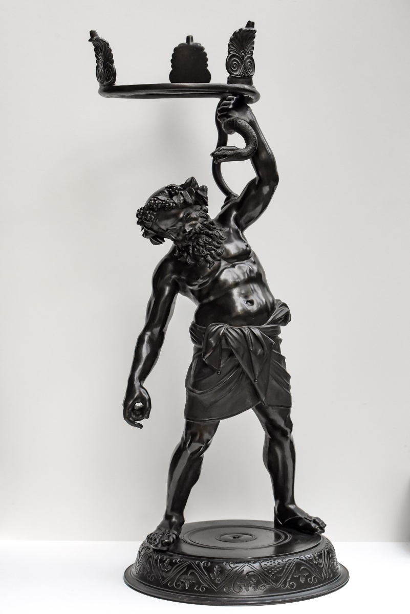 Michele Amodio–Silène « Sileno Portalampade »-Bronze-Naples-XIXe siècle-Sculture-Grand Tour-photo-8